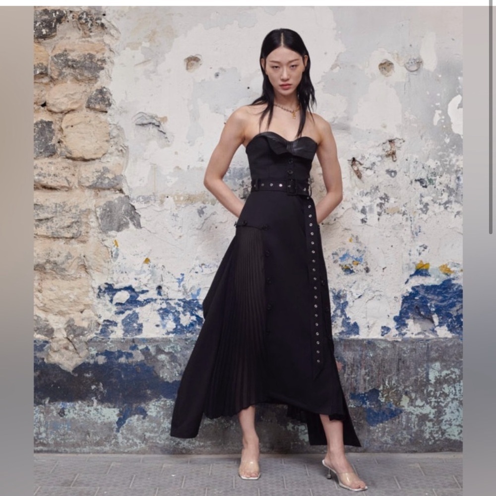 Rokh x H&M Bandeau Dress With Leather Bra Black - Picture 8 of 16